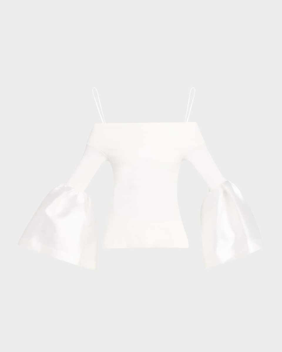 Off-The-Shoulder Puffed Mikado Top